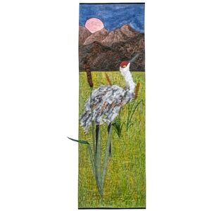 WATERMELON MOON - original mixed media textile wall hanging - New